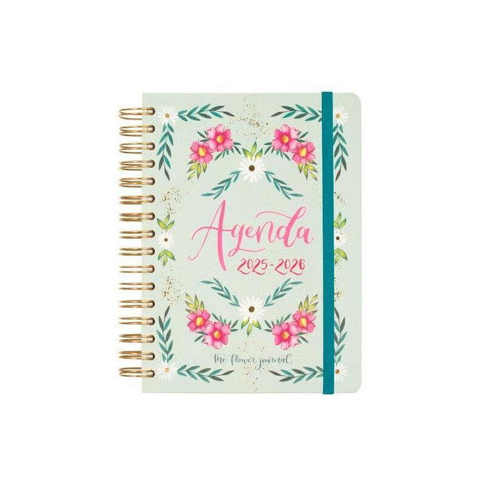 Finocam Agenda The Flower Journal Espiral Doble E10 - 155x212mm 1dp Tapa Dura Verde 2025-2026