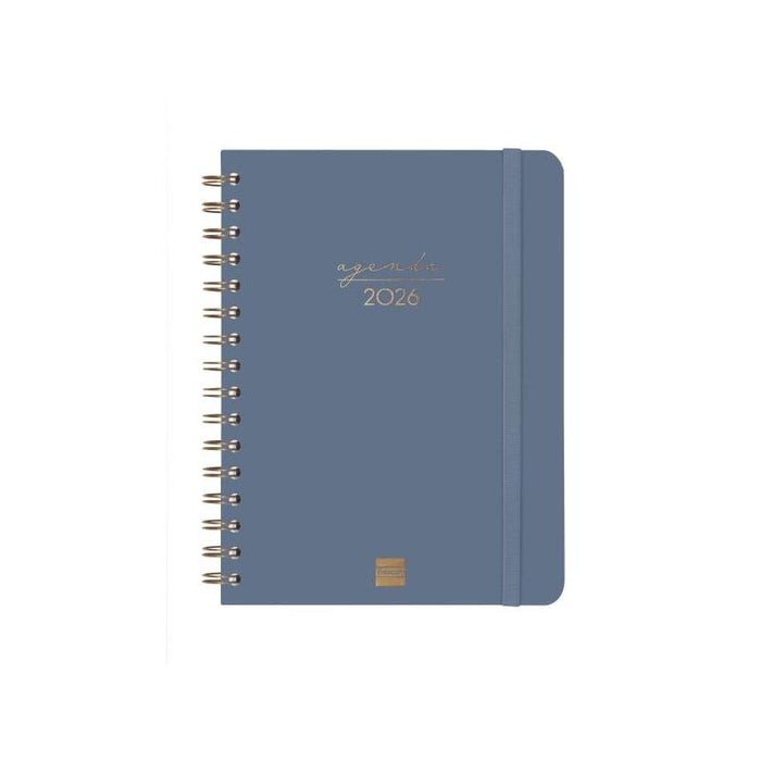Finocam Alma Agenda - Anual 2026 - Con Espiral - Formato E10 - 172x19x220mm - Semana Vista Horizontal - Azul