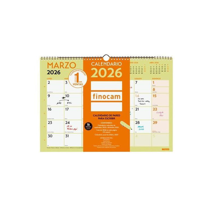 Finocam Calendario De Pared Para Escribir A3-420x297mm Mv Grafik 2026