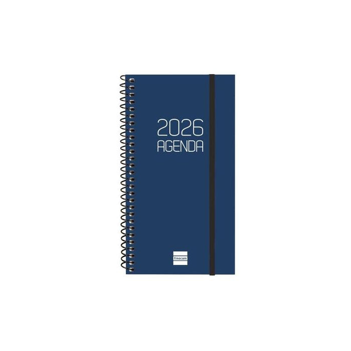 Finocam Opaque Agenda De Espiral - Anual 2026 - Tapa Ligera - Cierre Con Goma Elastica - Formato E9 - 100x14x171mm -