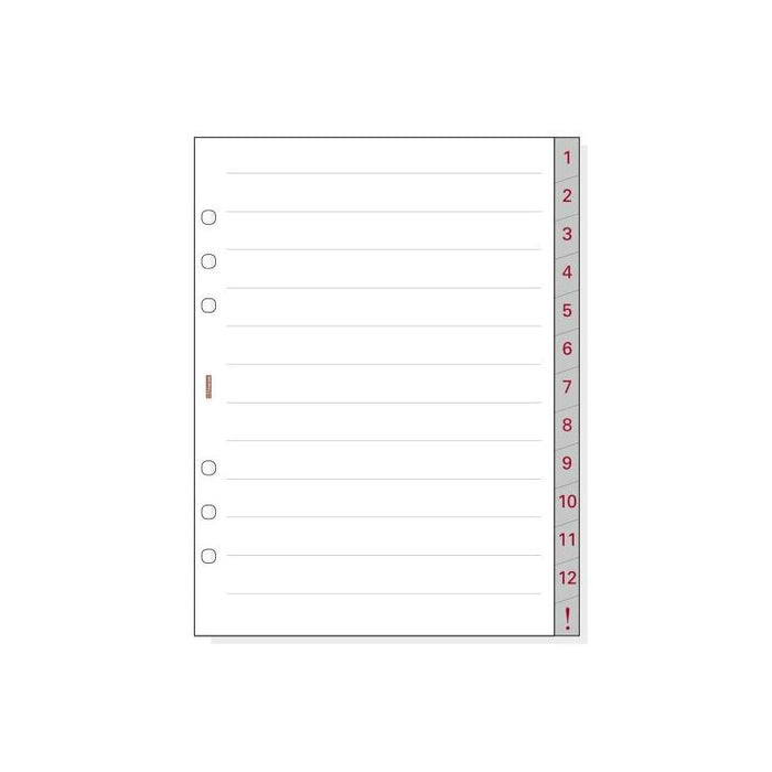Finocam R1072 Separadores Numerados Para Agendas Open - 13 Solapas - Formato 1000 - 166x2x215mm - Papel - Blanco