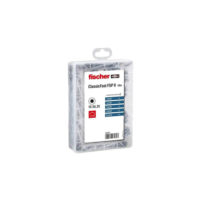 Fischer Meister-Box Classicfast Sk Tg Tx, 4,5 - 5,0 Mm, Juego De Tornillos 110 Piezas, Con Rosca Parcial 562276