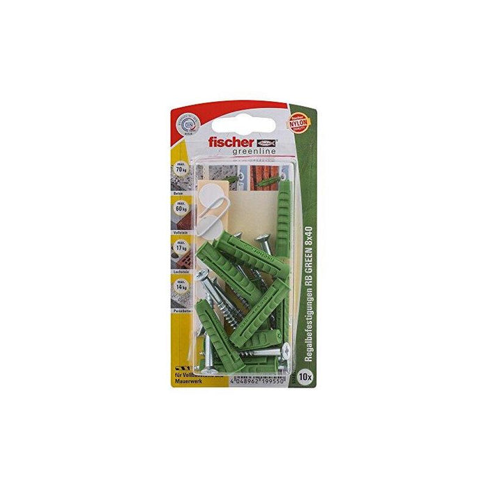 Fischer Fijación De Estante Rb Verde 8x40 K, Taco 524831