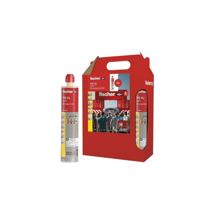 Mortero De Inyección Fischer Fis Vl 300 T Six Pack Grey, 6 Cartuchos Con 300 Ml Cada Uno 576809