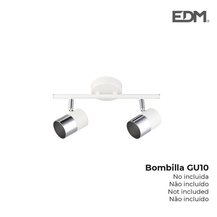 Foco Halogeno 2 Elementos Color Cromo+Blanco Hueso Gu-10 Modelo Moon Edm