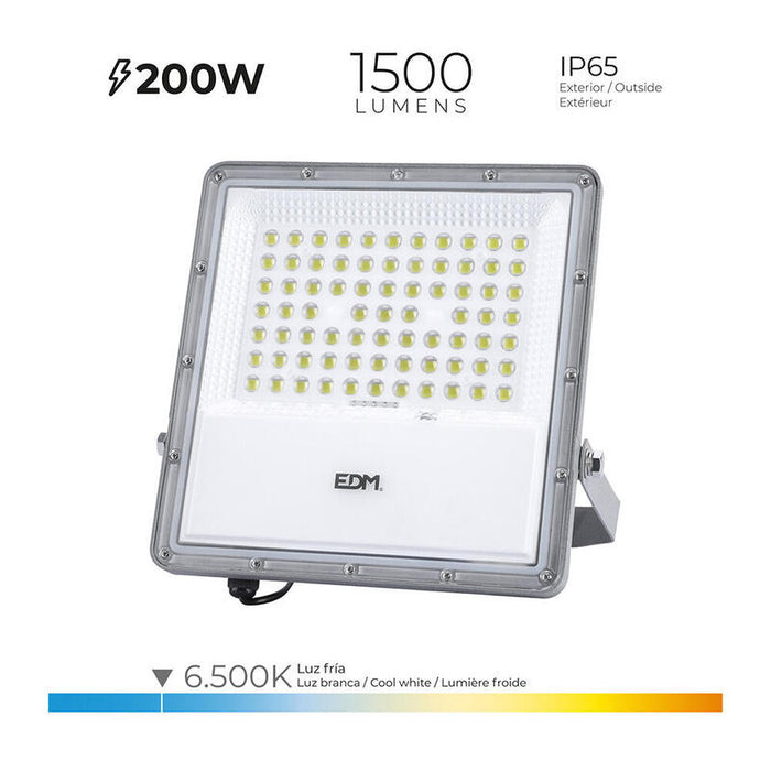 Foco Proyector Led Solar 200w 1.500lm 6.500k Ip65 Edm