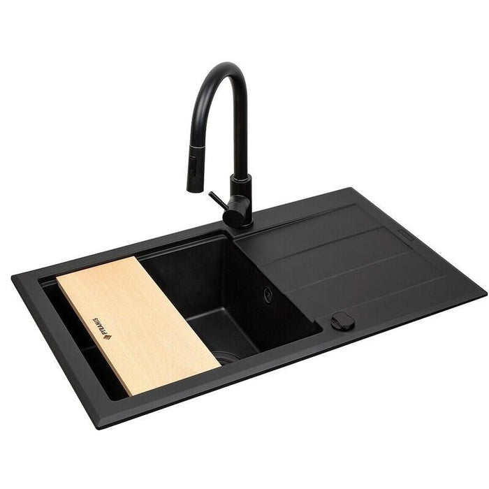 Fregadero Conjunto -  Pyramis Sparta Plus Lux (78x48) 1b 1d + Bateria Idea Black Edition - 070175802be - Volcano