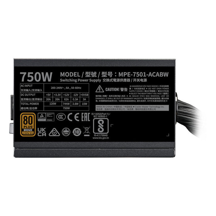 Fuente De Alimentación Cooler Master Mwe Bronze 750w A Eu Cable V3 230v