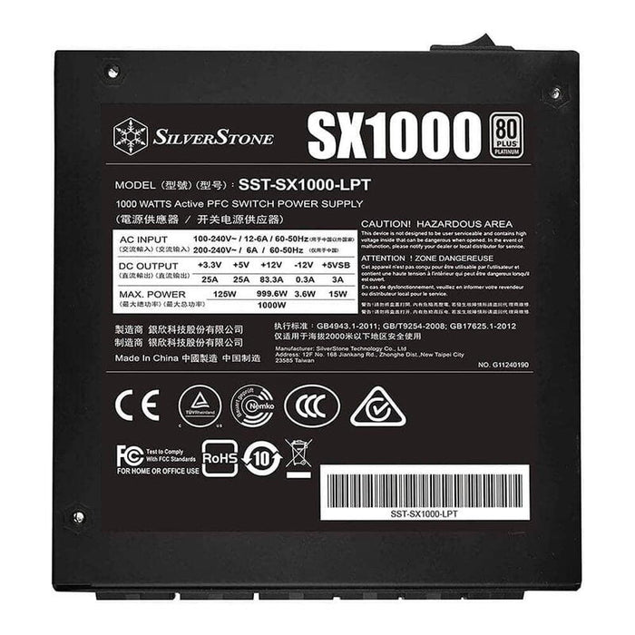 Fuente De Alimentación Silverstone Sst-Sx1000-Lpt 1000w Sfx 80 Plus Platinum