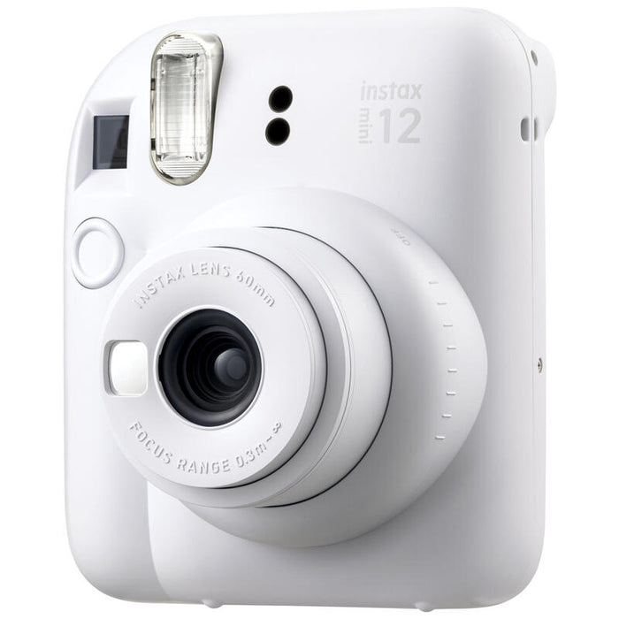 Fujifilm Instax Mini 12 Clay White Camara Instantanea - Tamaño De Imagen 62x46mm - Flash Auto - Exposicion Automatica - Mini Espejo Para Selfies - Modo Primer Plano