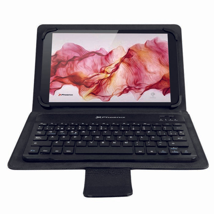 Funda Universal Negra + Teclado Bluetooth Phoenix Phkeybtcase9-10b+ Slim Magnetico