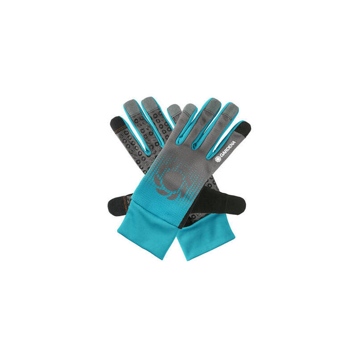Gardena 11502-20, Guantes De Jardinero, Negro, Azul, Gris, L, Sml, Algodón, Elastano, Nylon, Poliéster, Poliuretano