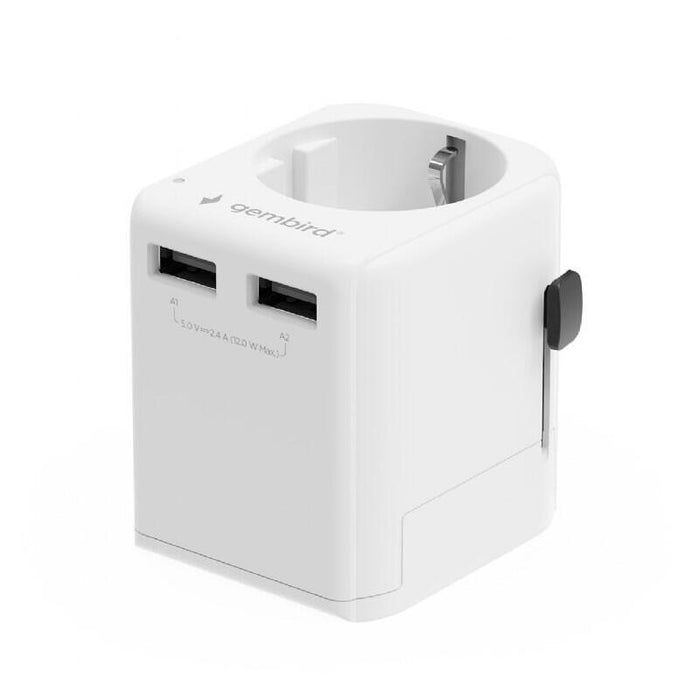 Gembird Eu To Universal Travel Power Adapter 12w White