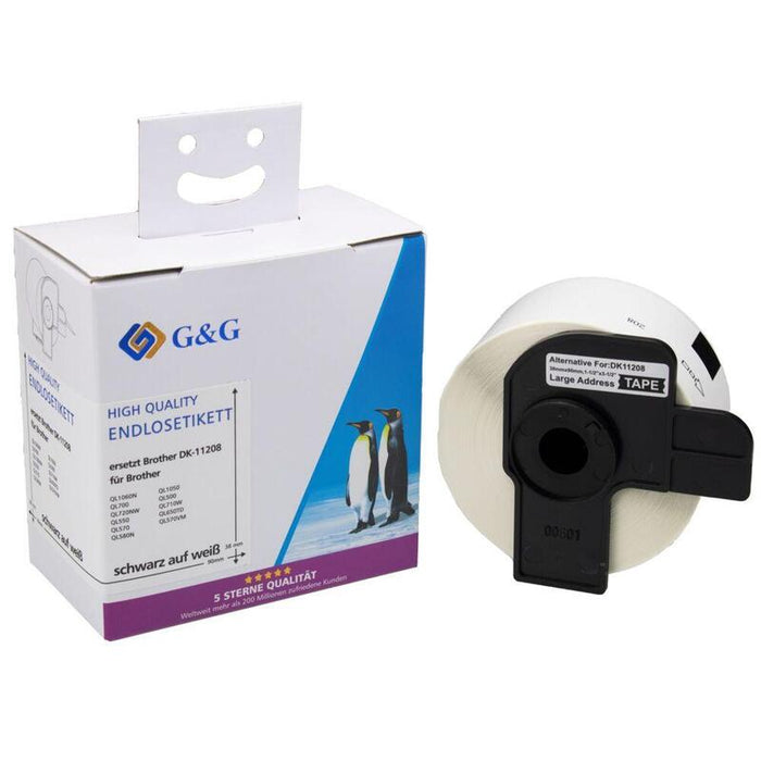 G&G Etiketten 38mm X 90mm Sw-Ws Komp. M. Brother Dk-11208