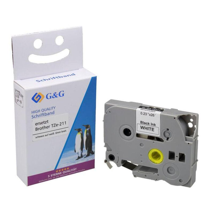 G&G Schriftband 6mm X 8m Sw-Ws Komp. M. Brother Tze-211