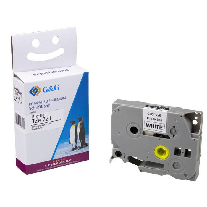 G&G Schriftband 9mm X 8m Sw-Ws Komp. M. Brother Tze-221