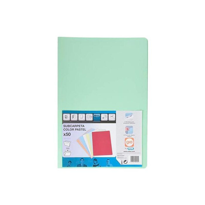 Gio Subcarpeta Simple Cartulina Folio 180gr Verde Pastel -50u-