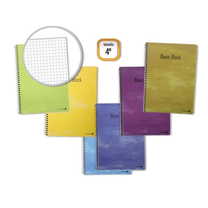 Golden Pack De 10 Cuadernos Espiral 80 Hojas 60gr Cuadricula - Tamaã±O 4âº - Tapa Normal Plastificada - Colores Surtidos
