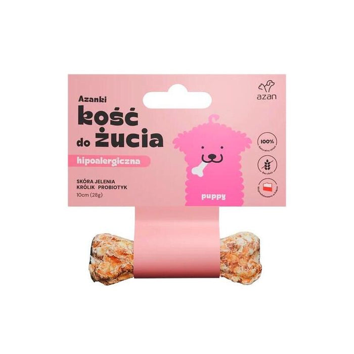 Golosina Para Perros Azanki Hueso Hipoalergénico De Piel De Ciervo Con Conejo Y Probiótico Puppy  10 Cm