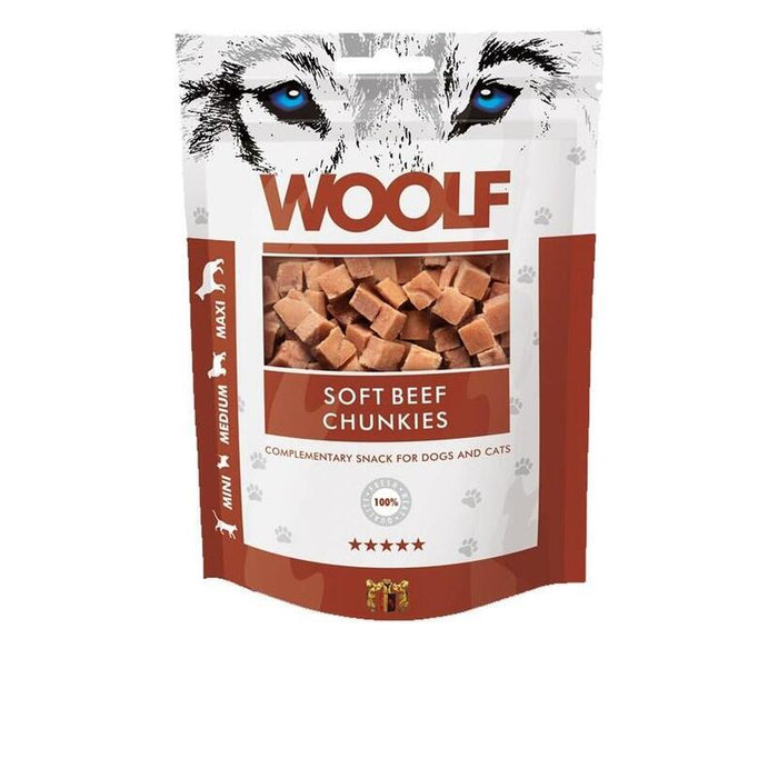 Golosinas Para Perros Y Gatos Woolf Chunkies De Ternera Blanda  100g