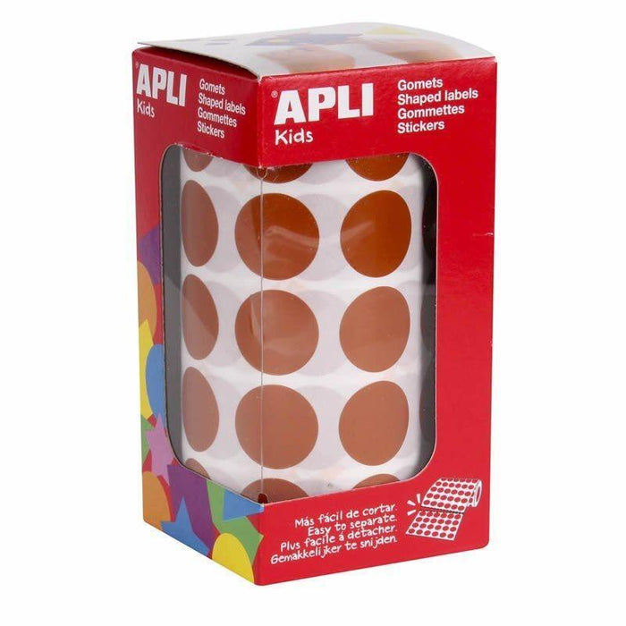 Gomets Circulares Color Marron En Estuche Apli 11491 Ø 20mm 1770 Unidades Adhesivo Permanente