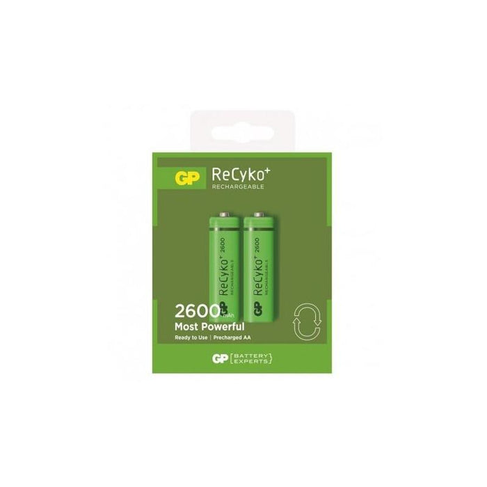 Gp Recyko Pack De 2 Pilas Recargables 2600mah Aa 1.2v - Precargadas - Ciclo De Vida: Hasta 1.000 Veces