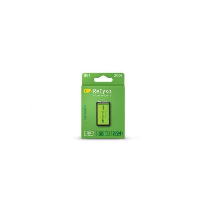Gp Recyko Pila Recargable 200mah 9v - Precargada - Ciclo De Vida: Hasta 1000 Veces