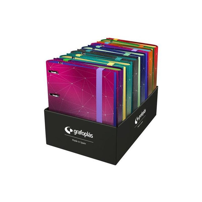 Grafoplás Carpeta Anillas Carpebook C/Recambio A4 Expositor 12 Forrado Unequal Metallic