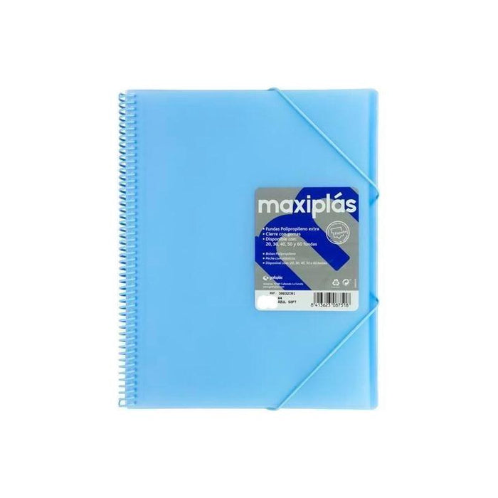 Grafoplás Carpeta Con Fundas Maxiplás Espiral A4 30 Fundas C/Sobre Pp Rígido Translúcido Azul Soft
