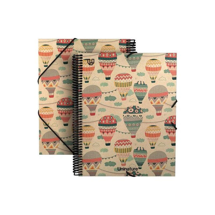 Grafoplás Carpeta Fundas Espiral A4 40f Cierre C/Goma Kraft Y Cartón Reciclado Uninature Capadocia