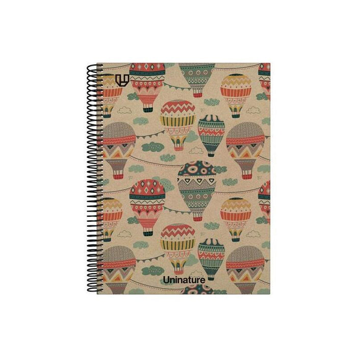 Grafoplás Cuaderno Espiral A4 80h 4x4 90gr Kraft Y Cartón Reciclado Uninature Capadocia