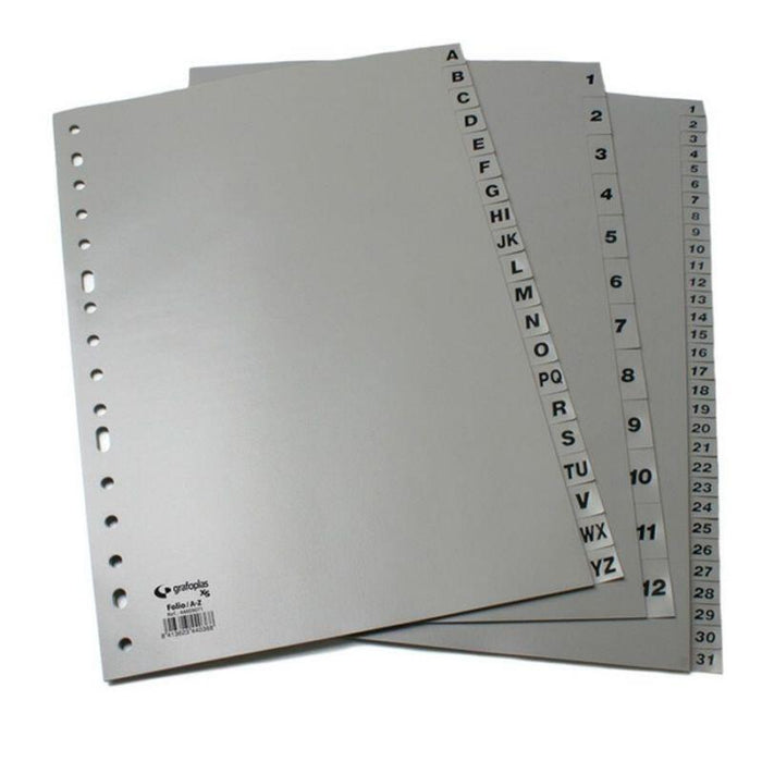 Grafoplás Juego De Abecedario Folio 16 Taladros Pp Opaco Gris