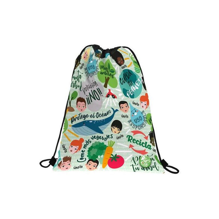 Grafoplás Saco Plano Revolution Green 36x47 Cierre Cordón C/Bolsillo Exterior