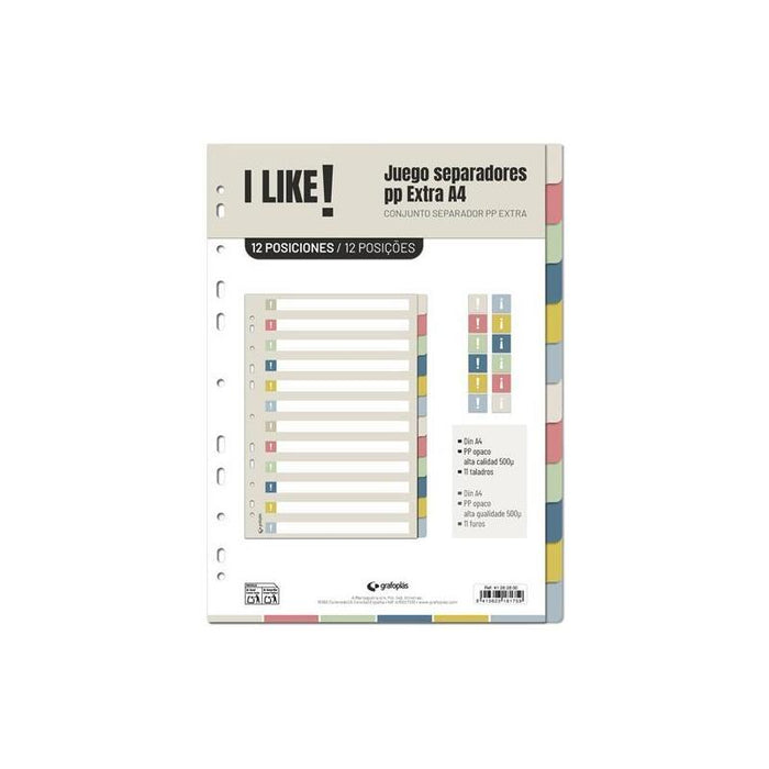 Grafoplás Separadores 12 Posiciones A4 11 Taladros Pp I Like 3