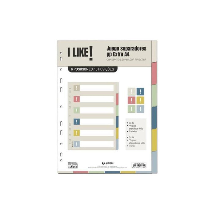 Grafoplás Separadores 6 Posiciones A4 11 Taladros Pp I Like 3
