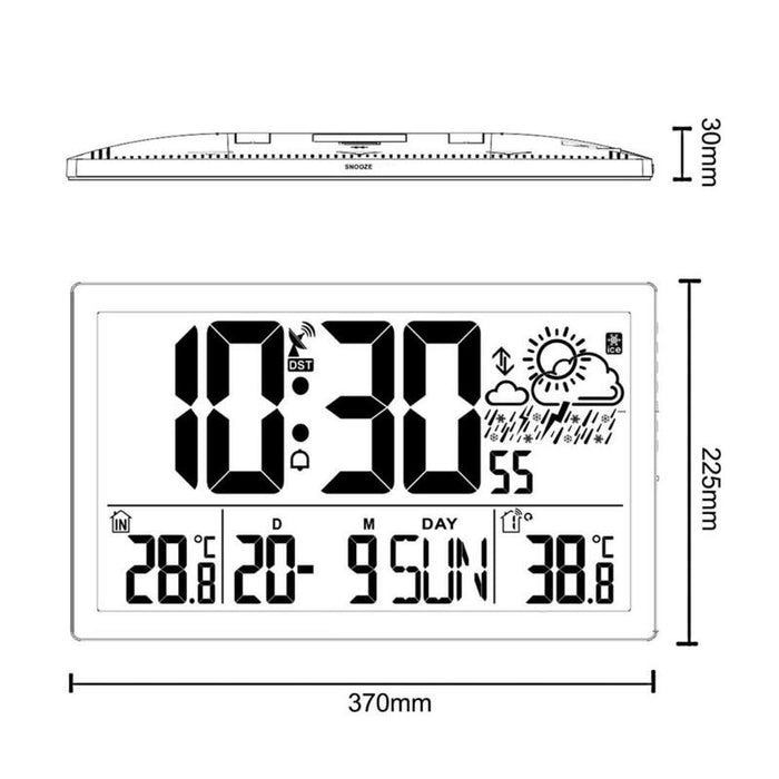 Greenblue Large Lcd Wall Clock Weather Station Gb2