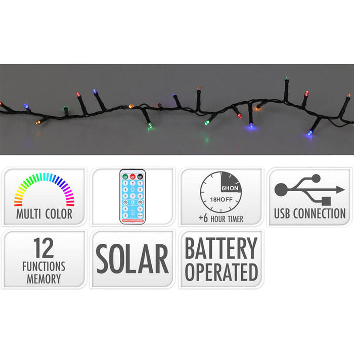 Guirnalda Led, 13 Funciones Parpadeante Multicolor, Solar