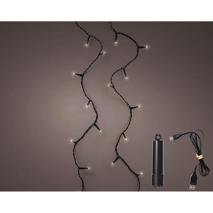 Guirnalda Led Multifunción Con Bateria 100 Leds Multicolor Con Cable Negro Exterior 7,4 M