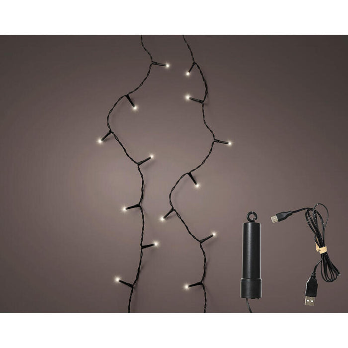 Guirnalda Led Multifunción Exterior Con Bateria 100 Led Luz Fria Con Cable Negro 7,4 M
