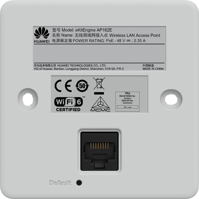 Huawei Wireless Lan Equipment Ap162e Ap162e 11ax Indoor 2+2 Dual Bands Smart Antenna Elegant Blanco Ap162e Rj45x2 11ax Dual Bands
