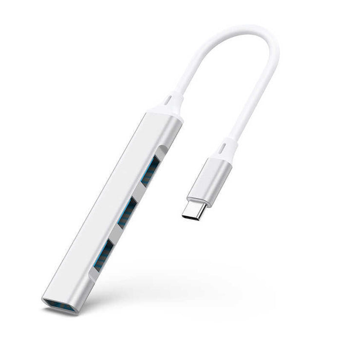Hub 4 Puertos Usb-C A 4x Usb 3.0 De Alta Velocidad Plata