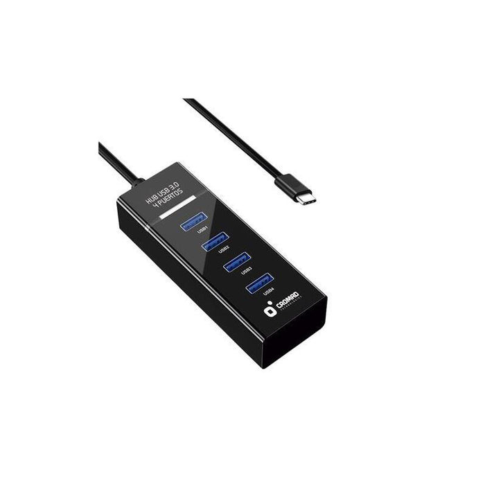Hub Cromad Usb Tipo C - Longitud 30cm  5gbps 4 Puertos Usb 3.0 Negro