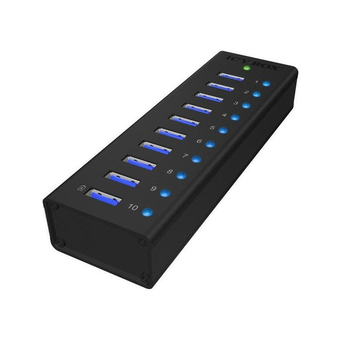 Hub Icy Box Ib-Ac6110, Usb Negro, 10x Usb 3.0