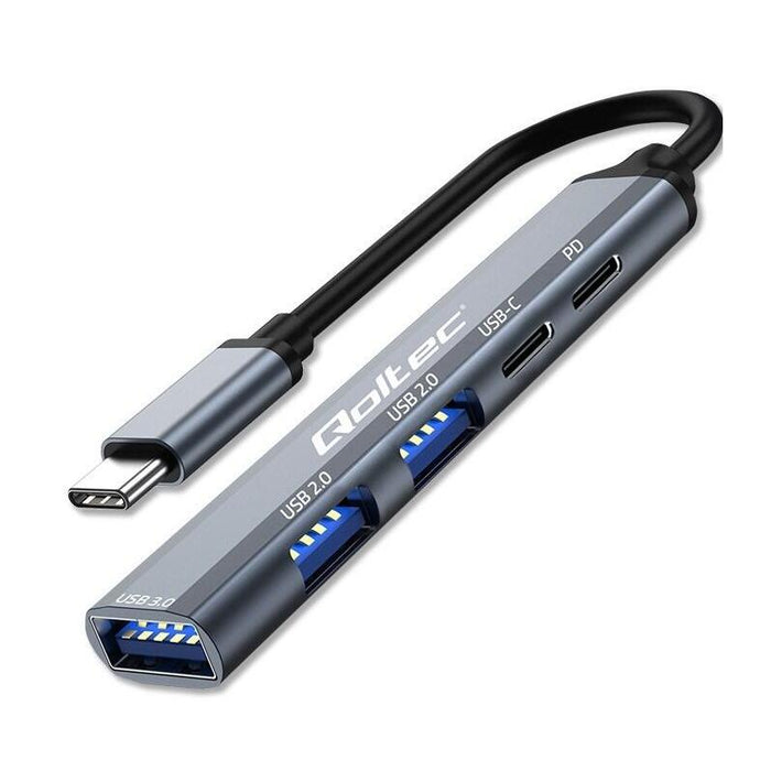 Hub  Qoltec 53790  Adapter Usb C 3.1 5w1 Usb C Pd Usb C 2x Usb 2.0 Usb 3.0