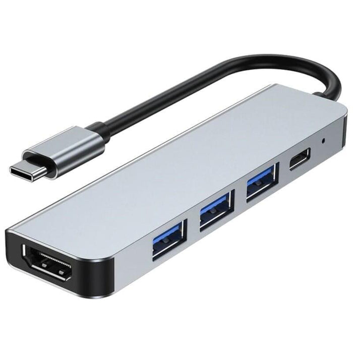 Hub Usb Byl 2008 5 En 1 Usb Tipo-C/Hdmi+Usb 3.0+Usb 2.0+Usb Tipo C Plata