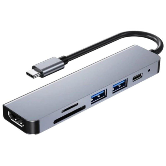 Hub Usb Byl-2010 6 En 1 Usb Tipo-C/Hdmi+Usb 3.0+Usb 2.0+Tipo C+Microsd+Tf Gris