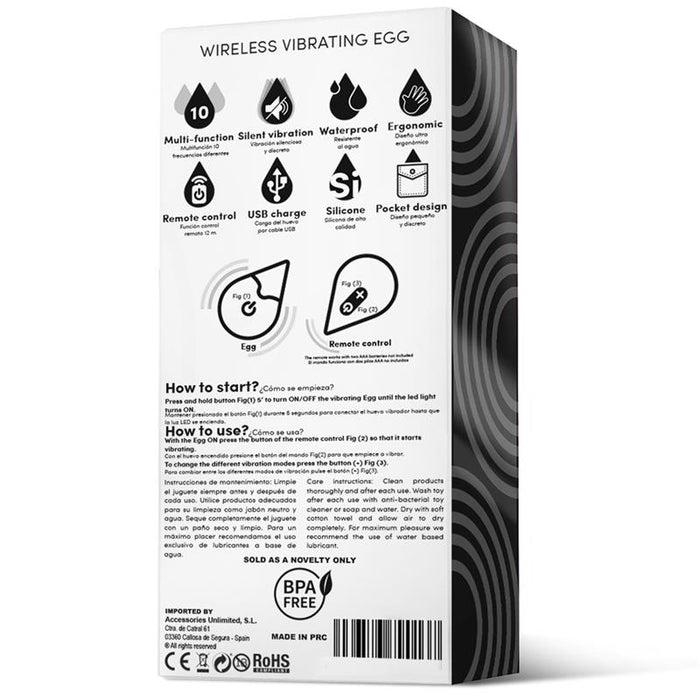 Huevo Vibrador Control Remoto Usb Silicona Negro