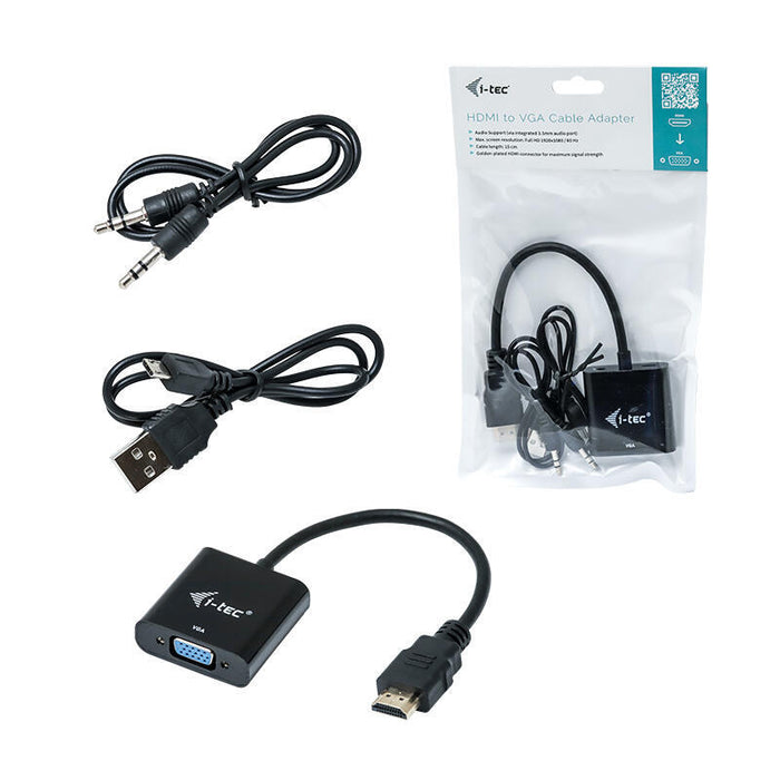 I-Tec Adaptador Hdmi A Vga Full-Hd 1920x1080 / 60 Hz Cable Conector Hdmi Dorado De 15 Cm
