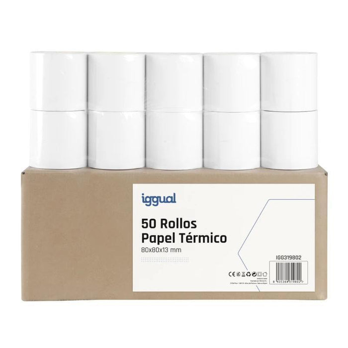 Iggual Caja 50 Rollos Papel Térmico 80x80x13 Mm