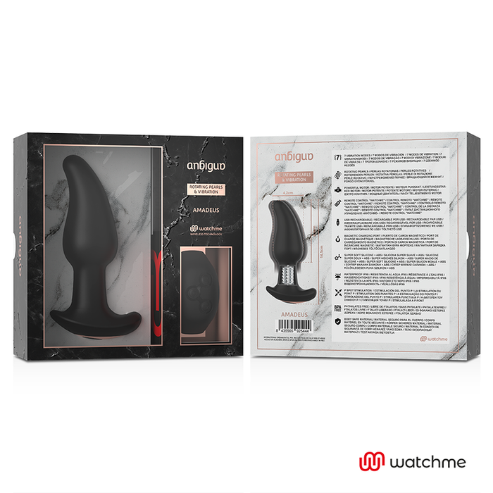 Anbiguo - Watchme Control Remoto Plug Anal Vibrador Con Rotación De Perlas Amadeus